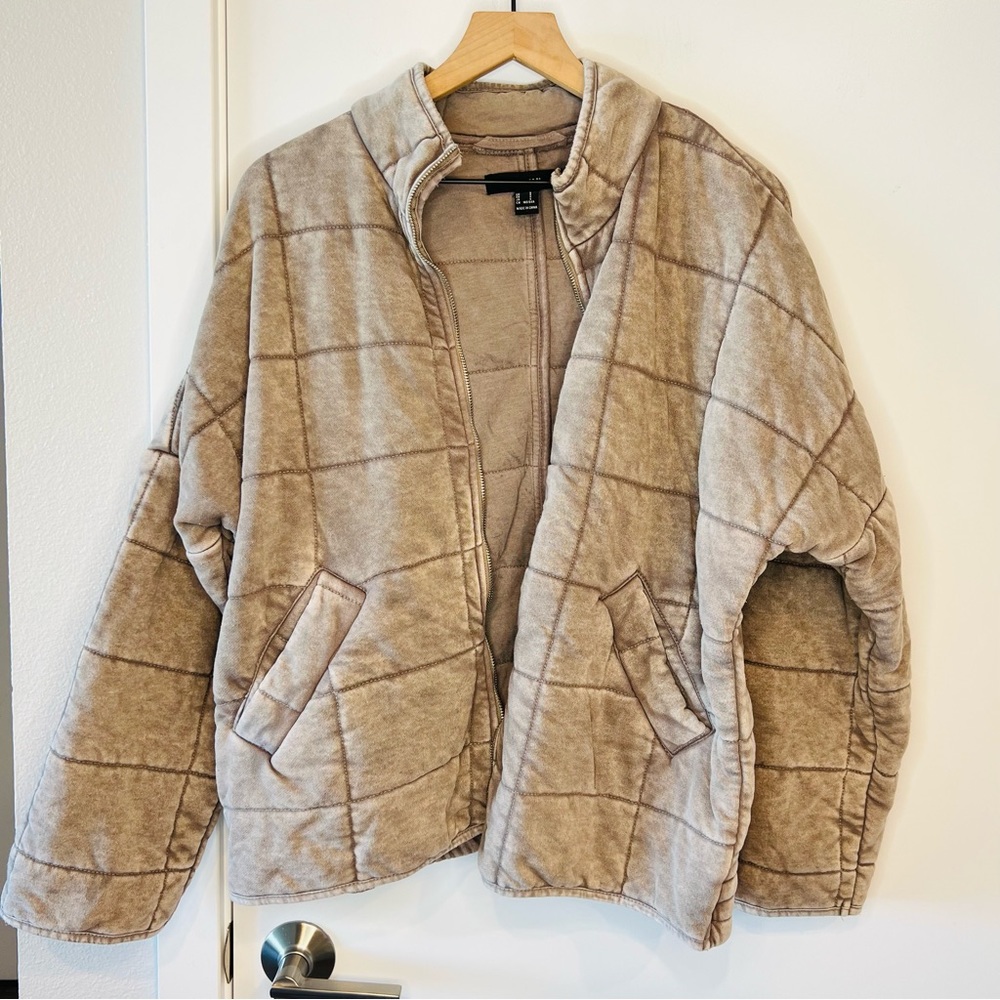 Forever 21 Oversized Quilted Zip Up Jacket Free People Style S